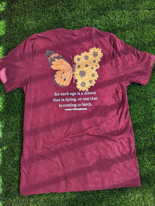 Butterfly unisex tee (burgundy)